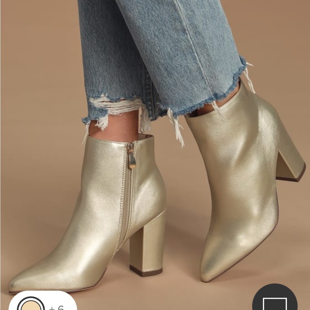 Lulu's Gold Ankle Boots